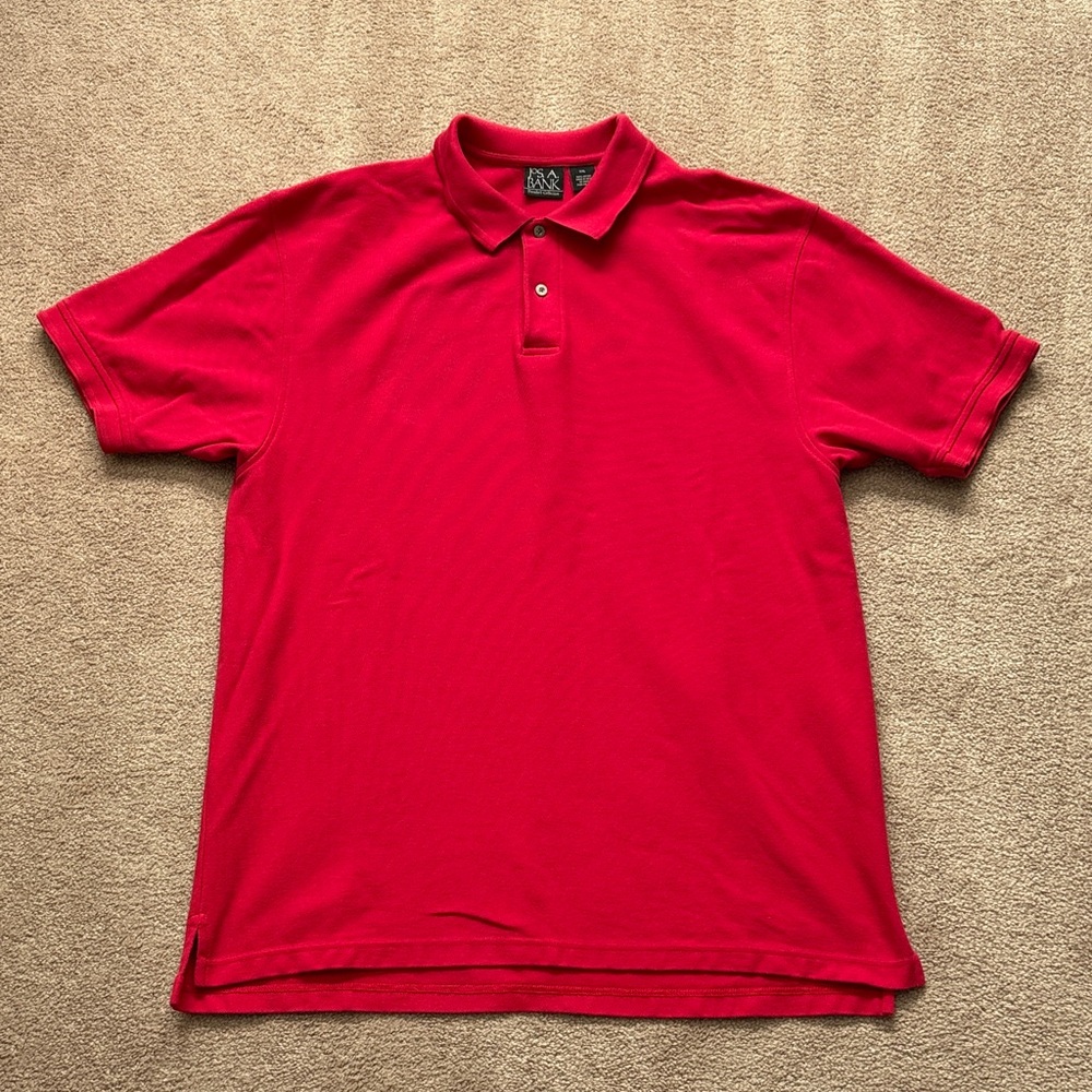 Jos. A. Bank Traveler’s Collection Vibrant Red Collared Polo Shirt Short Sleeve